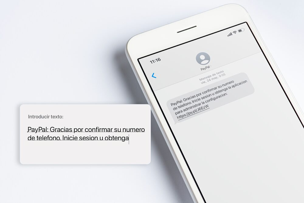 Mensaje de Smishing en un smartphone