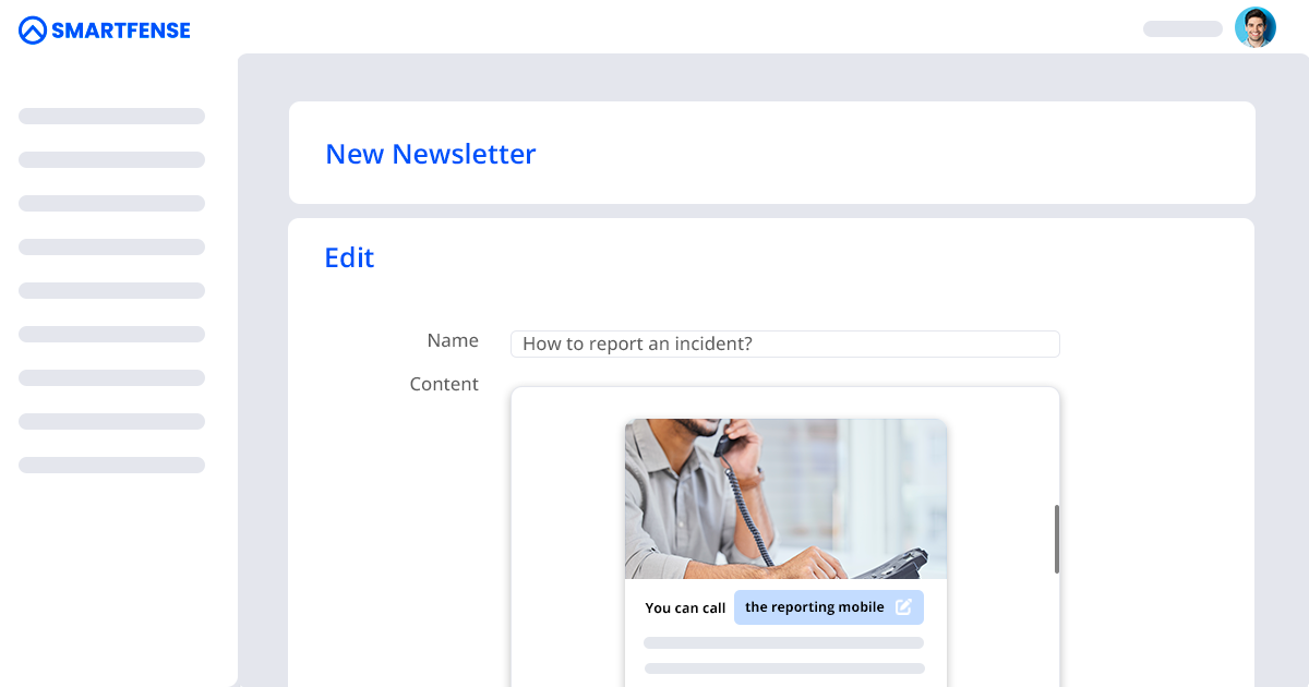 Editable Newsletter where there is a drop-down to edit the phone number