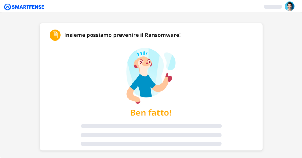 Feedback che appare dopo aver risposto a una domanda di Momenti educativi