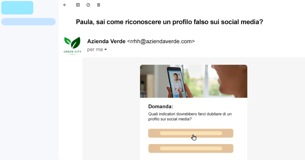 Una newsletter che include diverse risposte tra cui scegliere