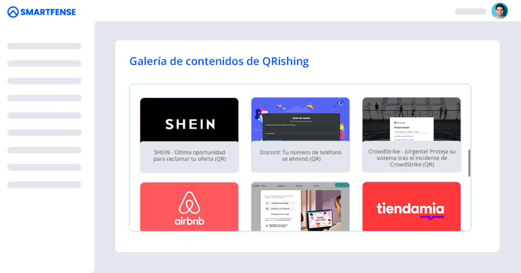 Galería de contenidos de simulación de QRishing