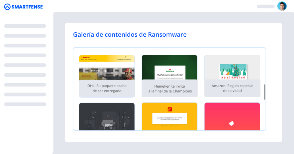 Galería de contenidos de simulación de Ransomware