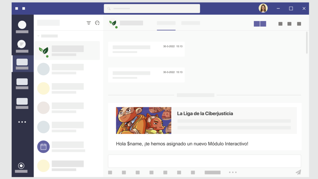 Interfaz de Microsoft Teams con una notificación de asignación