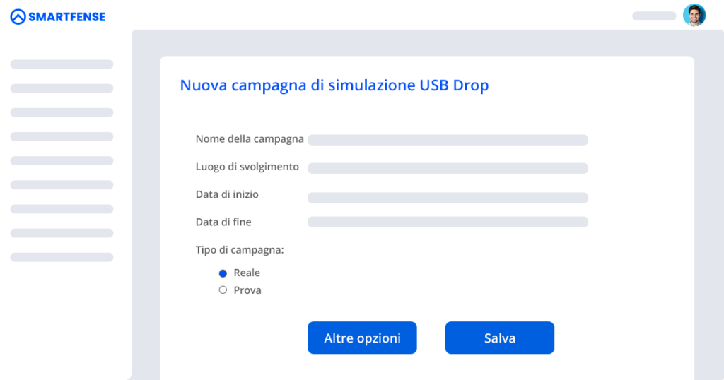 impostazione di una simulazione di usb drop