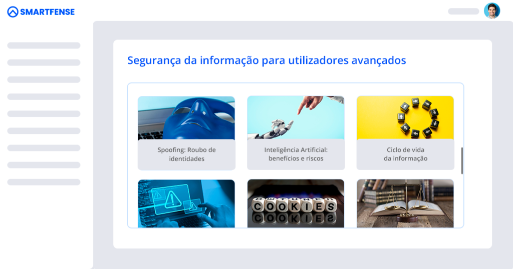 Galeria de conteúdos do catálogo de segurança da informação para utilizadores avançados