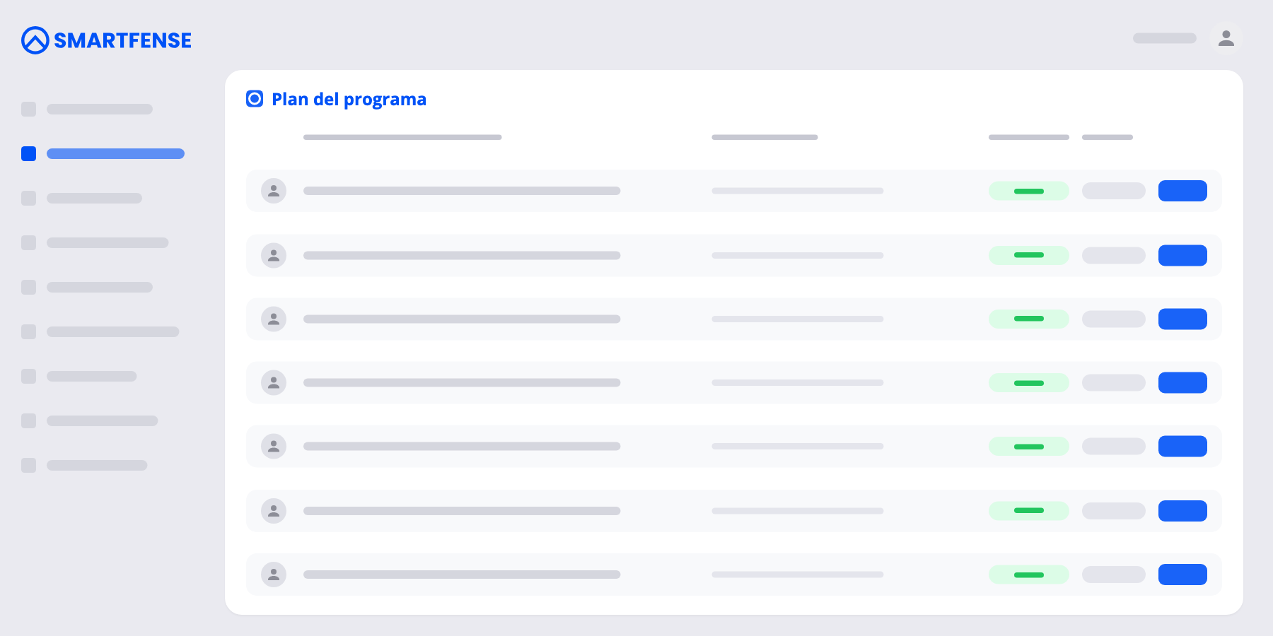 Plan de un programa de concienciación de SMARTFENSE, con el contenido asignado a cada tramo y sus fechas