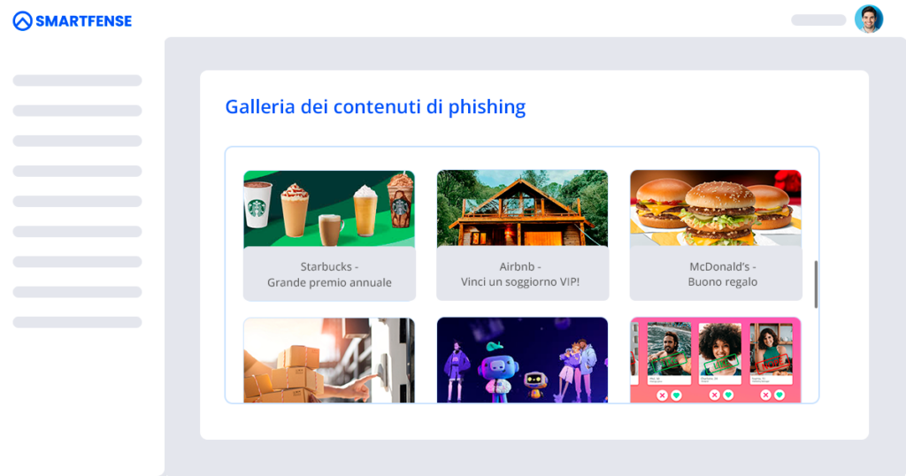 Galleria dei contenuti di phishing