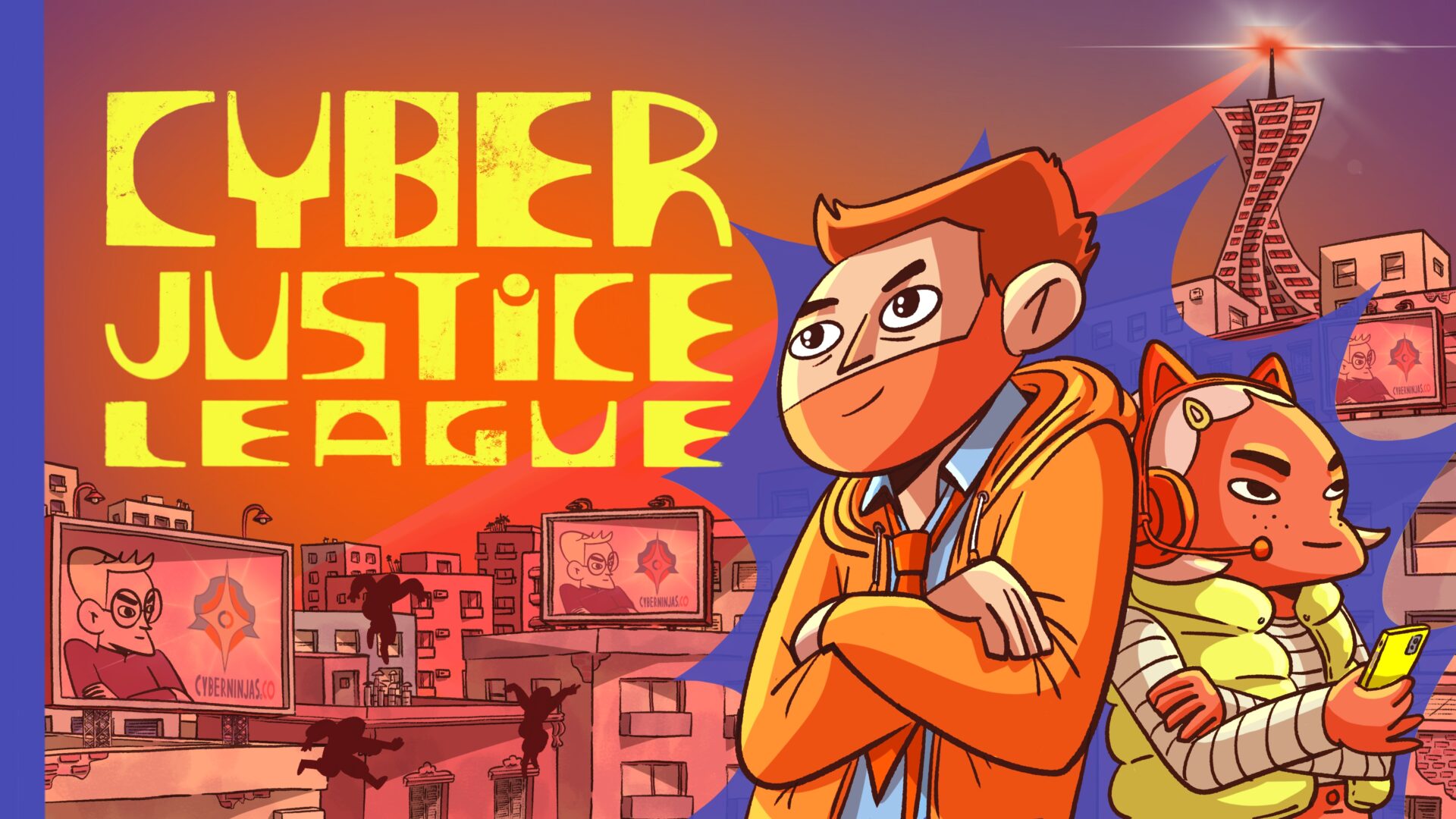 The image represents the cover of the comic The League of Cyber Justice