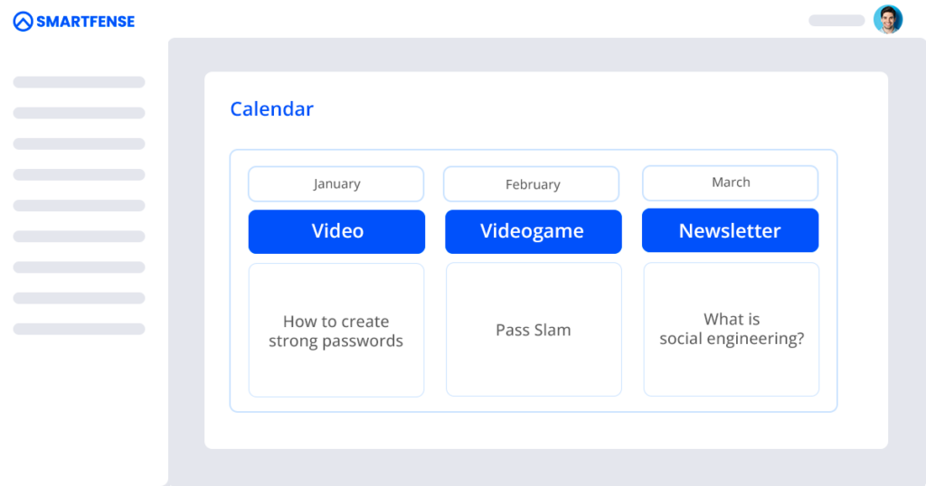 The image represents a three-month content calendar.