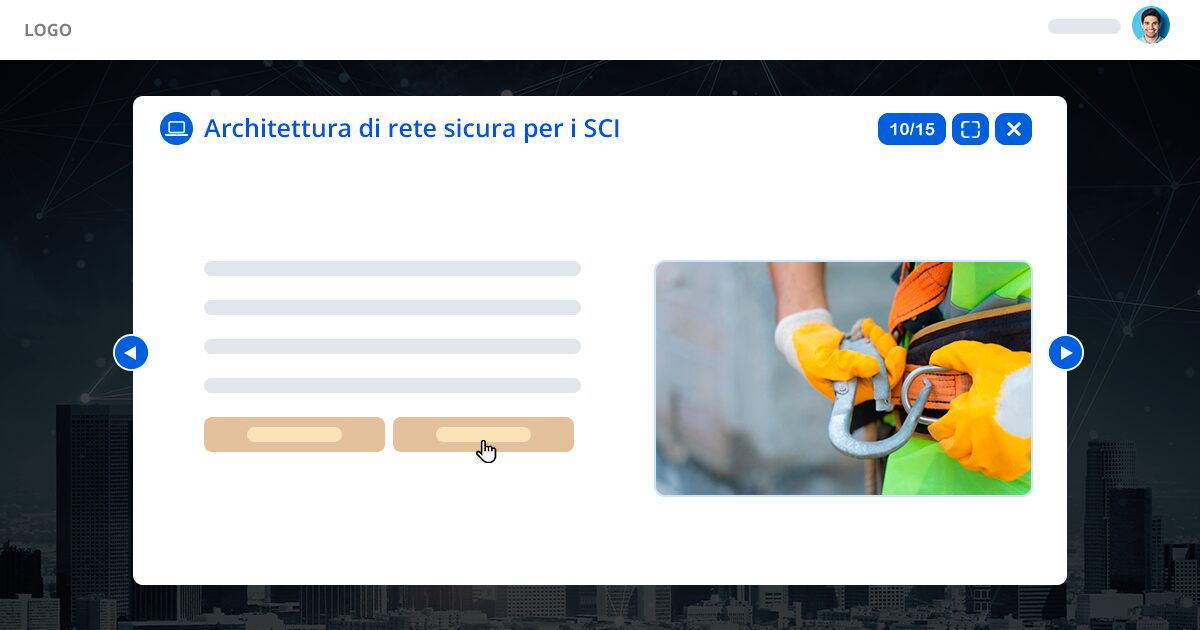 L'immagine rappresenta un modulo interattivo online con testo esplicativo sull'ARCHITETTURA di rete sicura di un SCI.