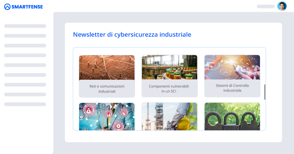 Rappresenta una galleria di contenuti di sensibilizzazione alla cybersicurezza industriale