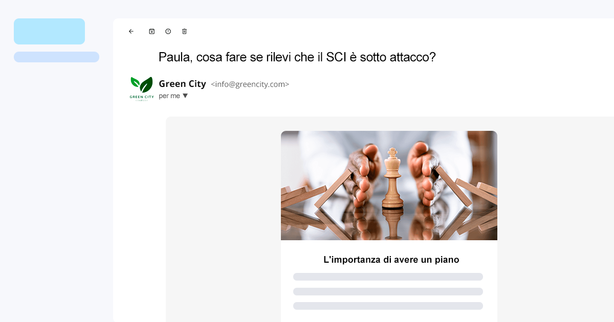 L'immagine rappresenta un'email aperta riguardante una newsletter sulla sensibilizzazione alla cybersicurezza.