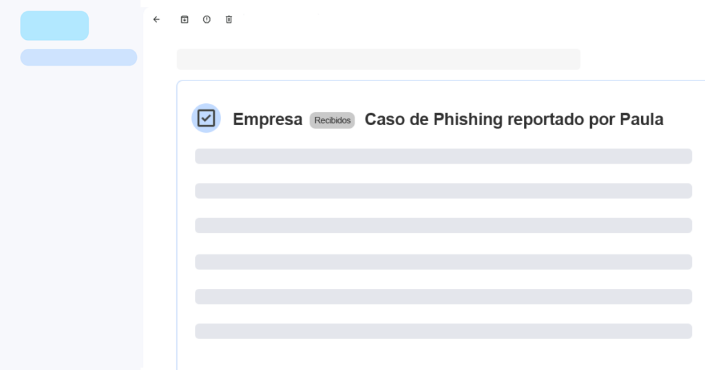 Correo para respuesta a incidentes generado con el botón de reporte de phishing de SMARTFENSE