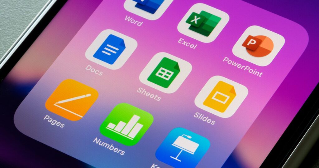 Aplicaciones de Microsoft Office en una pantalla mobile