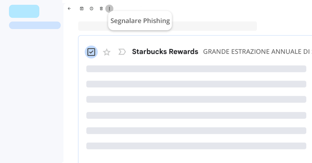 Opzione per segnalare il phishing nell'e-mail