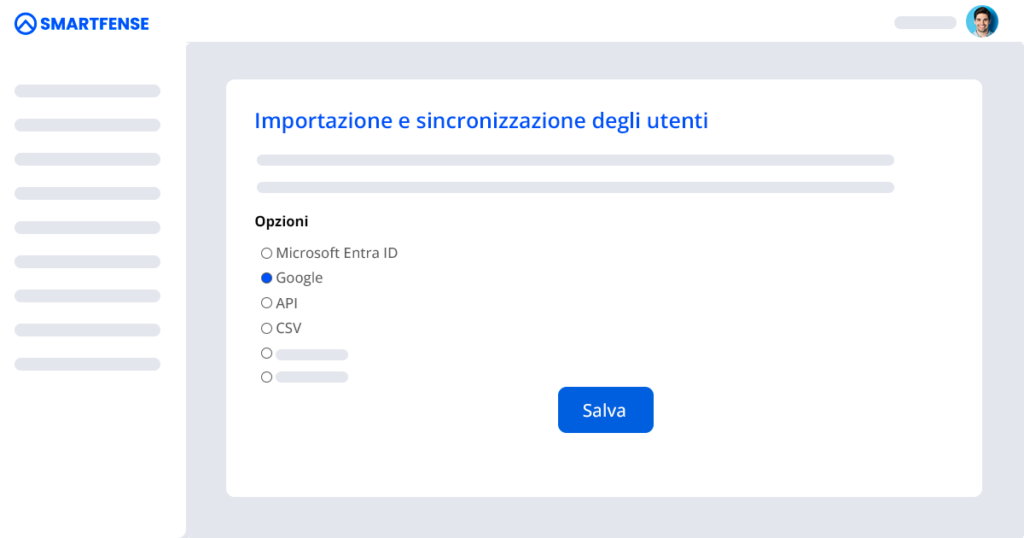 rappresenta la configurazione di importazione di un utente