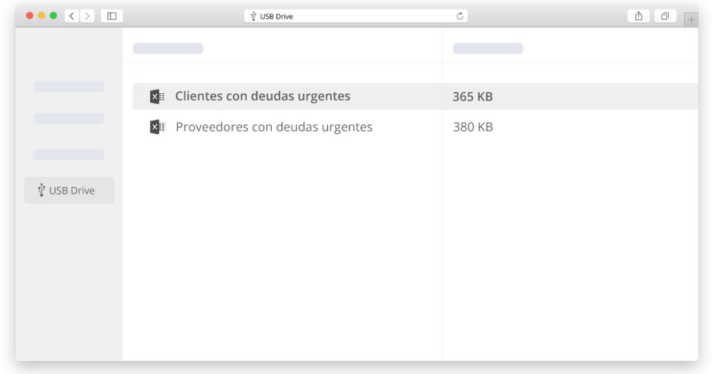 Explorador de archivos con documentos de ejemplo