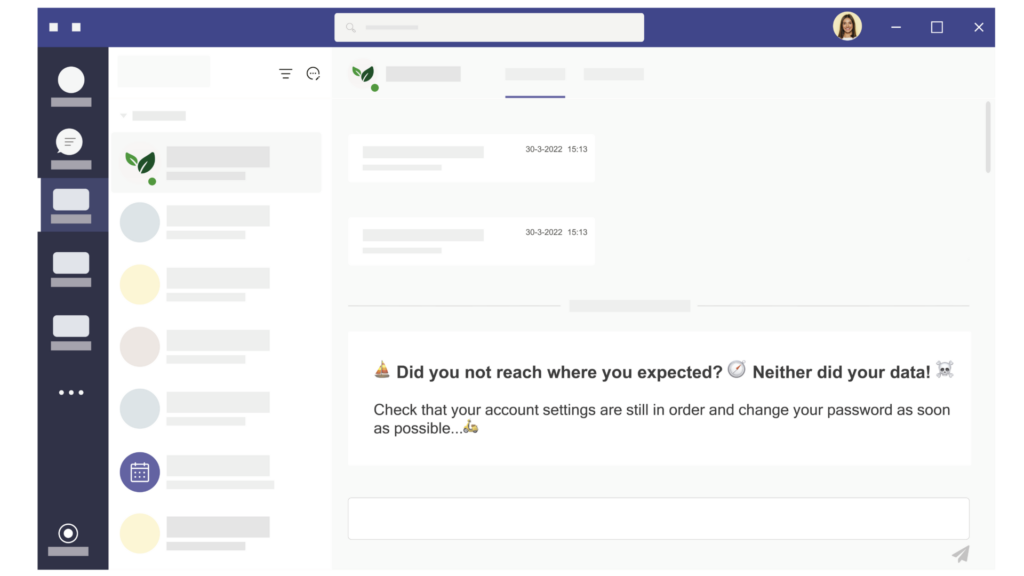 Example of a nudge sent via Microsoft Teams.